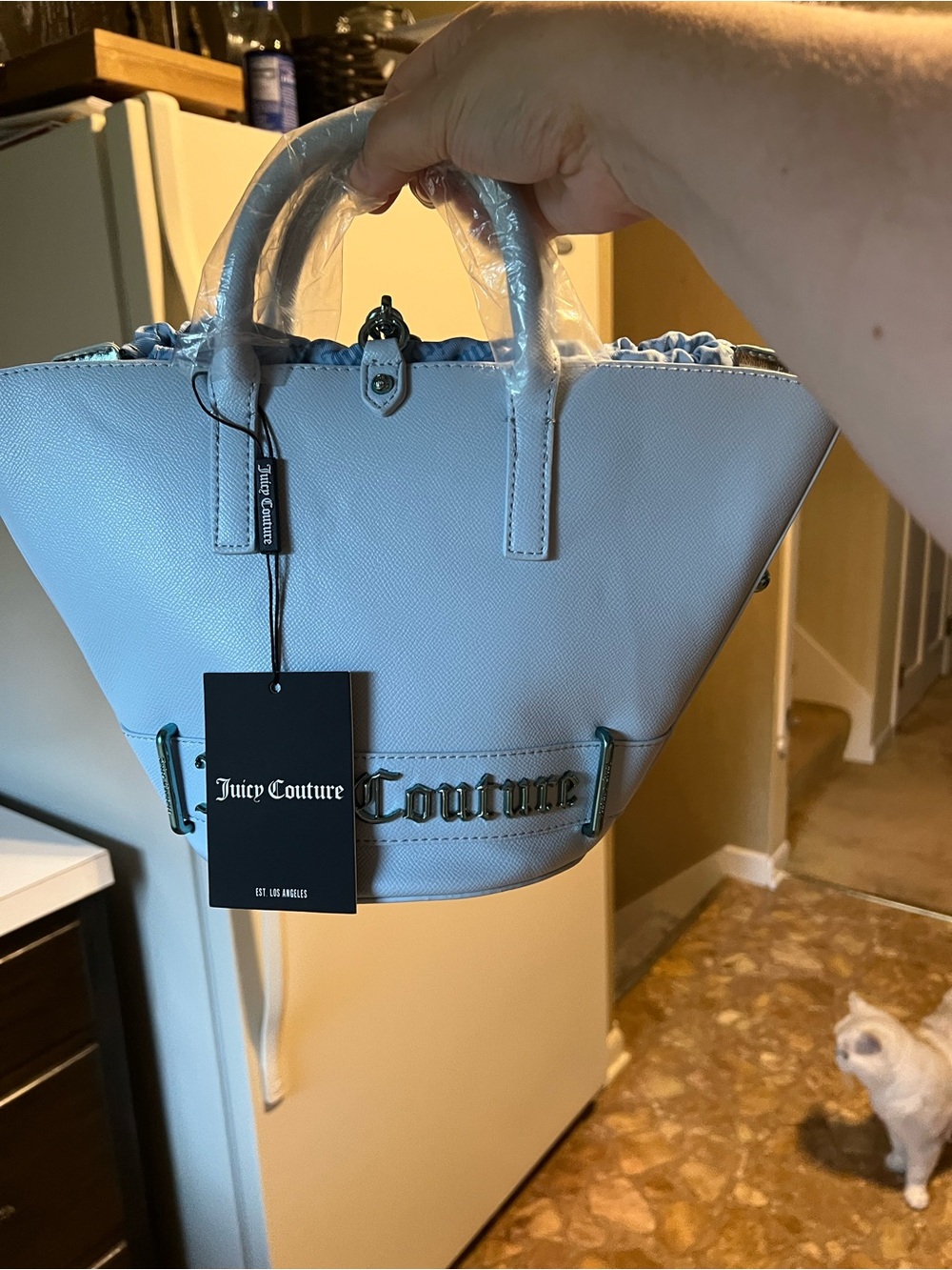 Juicy Couture Powder Blue Satchel with Logo Hardware